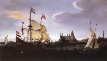 Hendrick Cornelisz Vroom : Arrival of a Dutch Three-master at Schloss Kronberg